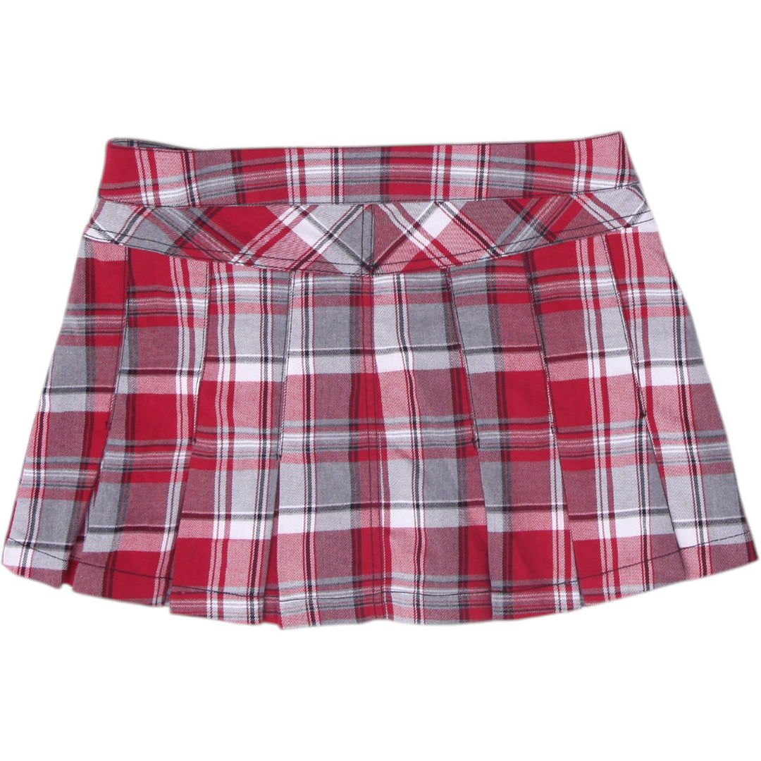 Y2K Ladies Guess Plaid Pleated Button Mini Skirt Size 28