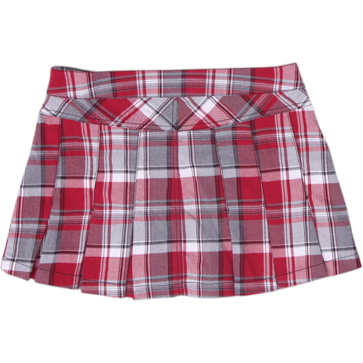 Y2K Ladies Guess Plaid Pleated Button Mini Skirt Size 28