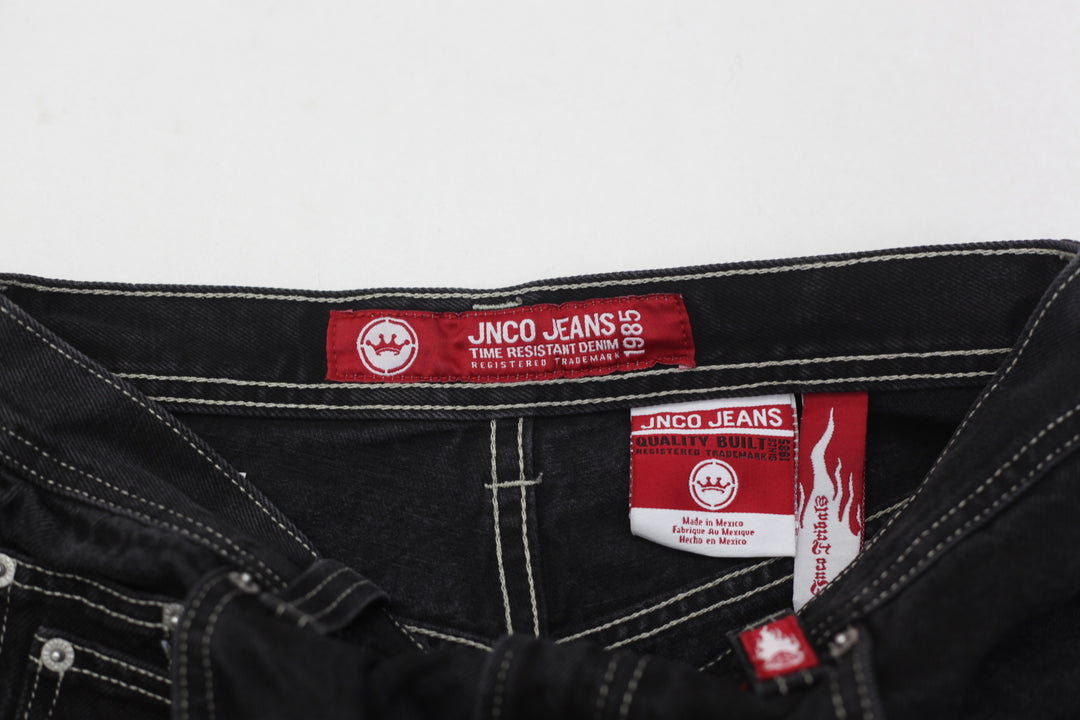 Y2K JNCO Tribal Time Resistance Denim Women Jeans Size 18 Wide Leg