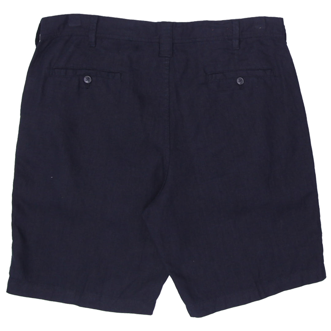 Mens Black Brown Classic Fit 100% Linen Shorts