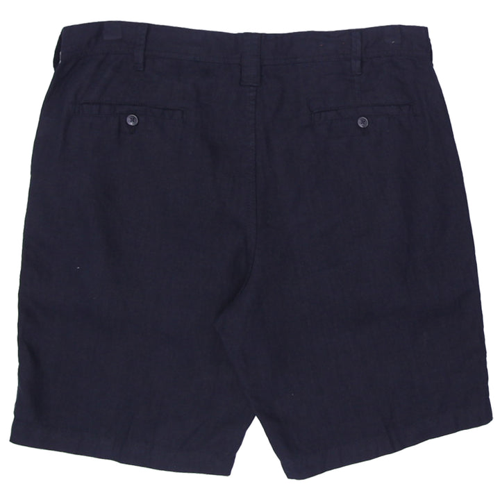 Mens Black Brown Classic Fit 100% Linen Shorts