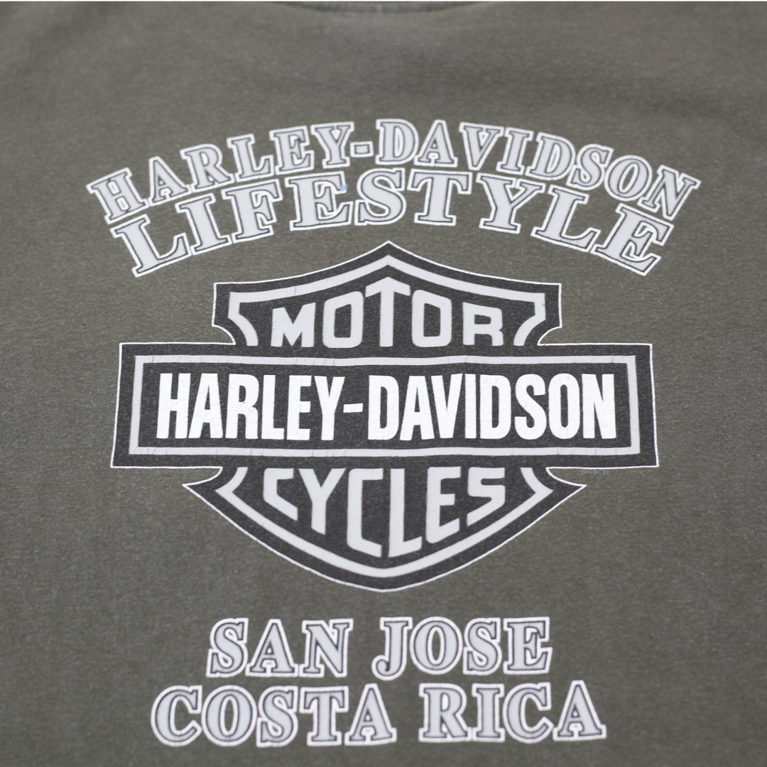 Vintage Harley Davidson Costa Rica Made In USA Olive Green Pocket T-Shirt M