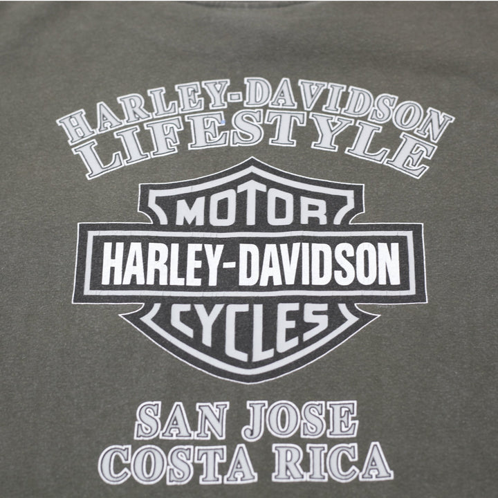 Vintage Harley Davidson Costa Rica Made In USA Olive Green Pocket T-Shirt M