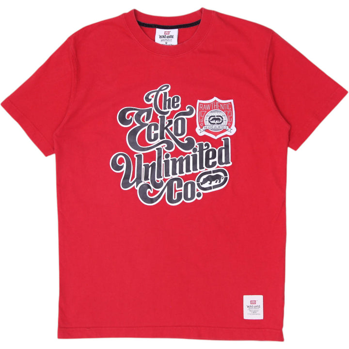 Y2K Mens Ecko Unltd. Classic Red Rhino Logo Graphic T-Shirt Size M