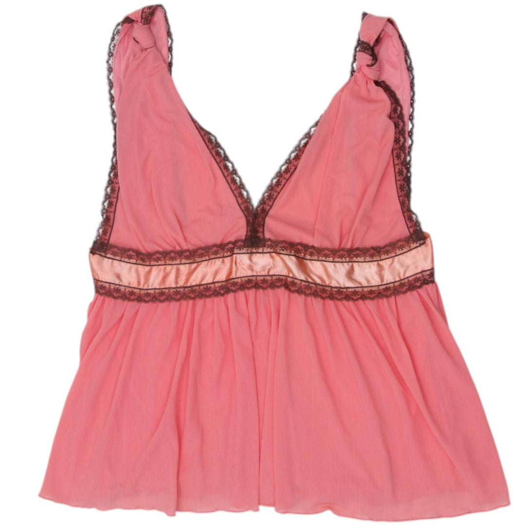 Y2K Ladies YMI Peach Sheer Lace Babydoll Style Size M