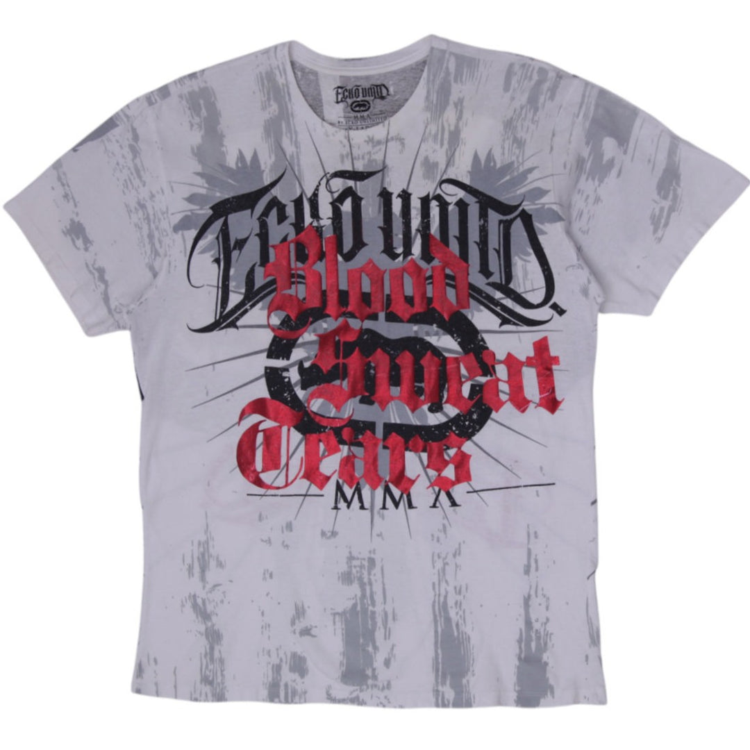 Y2K Mens Ecko Unltd MMA Blood Sweat Tears All Over Print T-Shirt XL Rhino