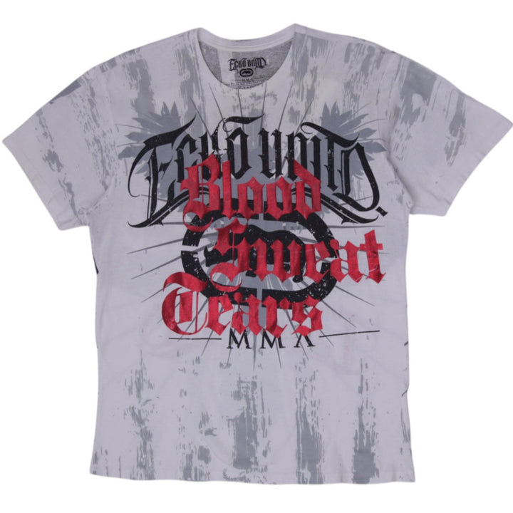 Y2K Mens Ecko Unltd MMA Blood Sweat Tears All Over Print T-Shirt XL Rhino