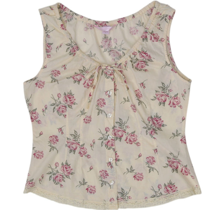 Y2K Ladies Victoria's Secret Floral Lace Trim Cami Tank Top Size L