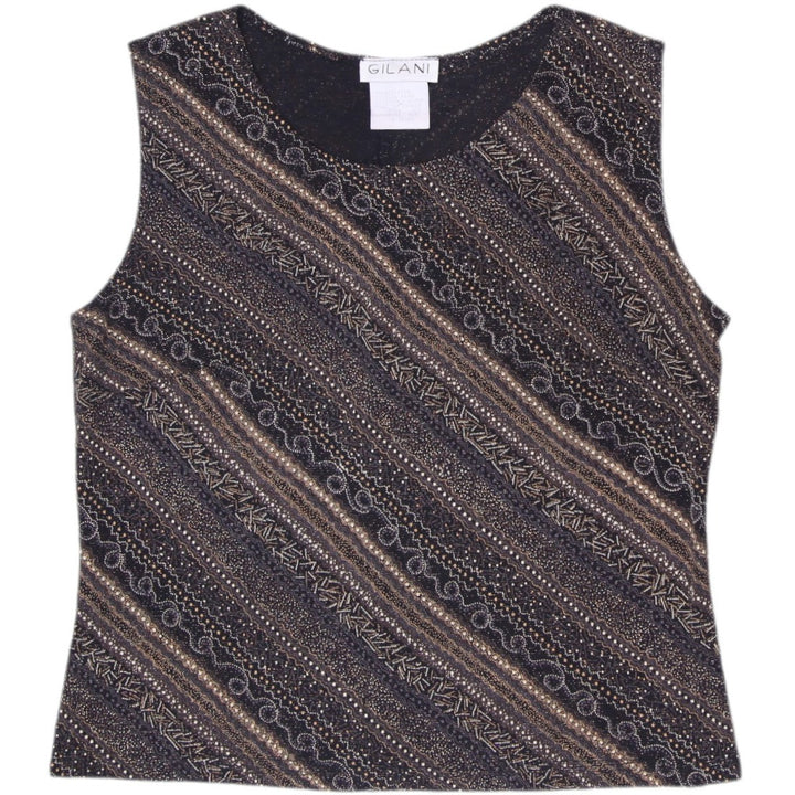 Y2K Ladies Gilani Metallic Diagonal Stripe Sleeveless Top Made in Canada 7/8