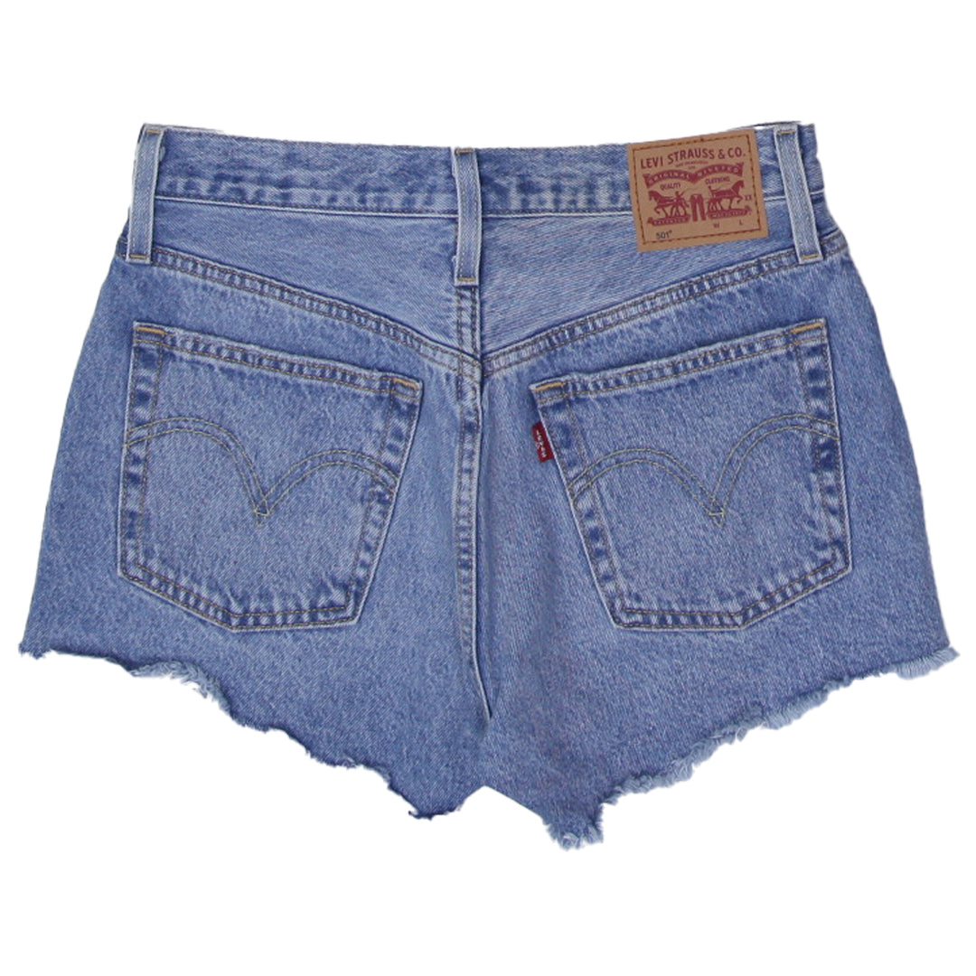 Ladies Levis 501 Button Fly Ripped Denim Shorts