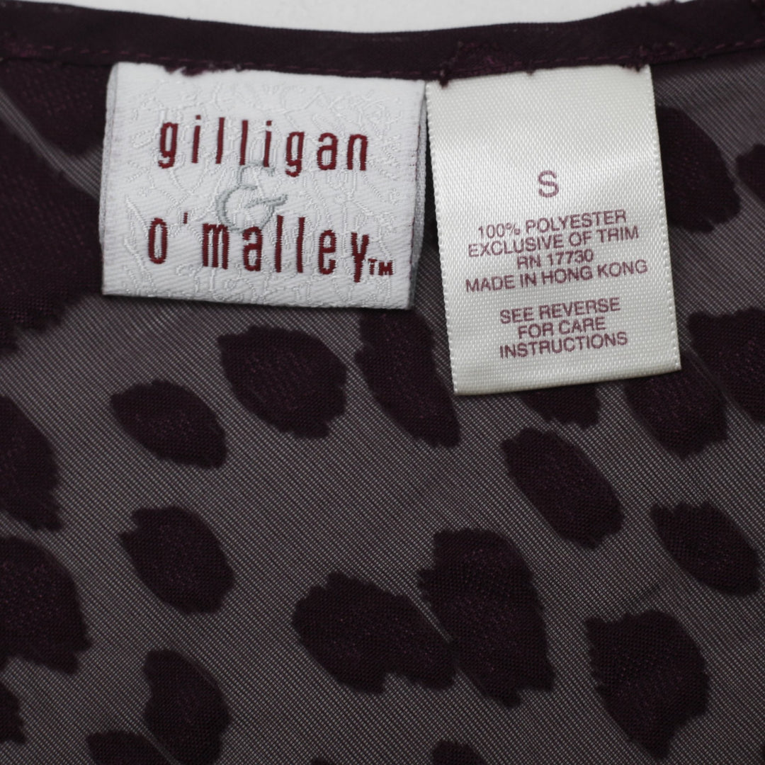 Y2K Ladies Gilligan & O'Malley Sheer Leopard Print Cami Tank Top Plum Purple S