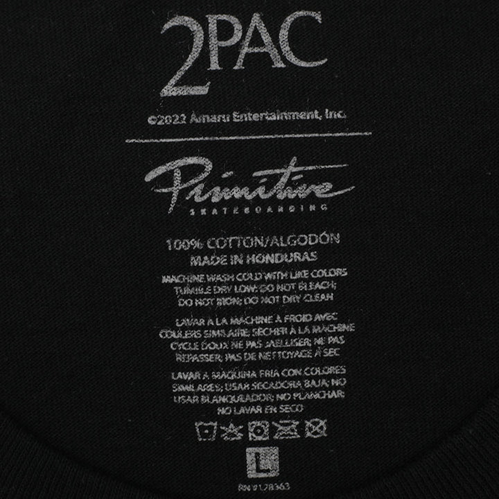 Mens Primitive Skateboarding x 2Pac Shakur Photo Graphic T-Shirt Black Size L