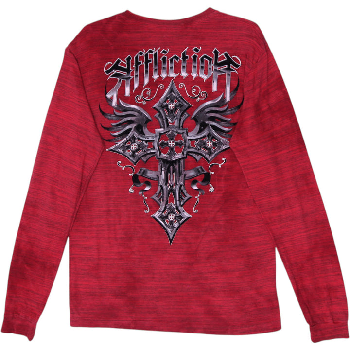 Y2K Mens Affliction Gothic Cross Long Sleeve T-Shirt Size L