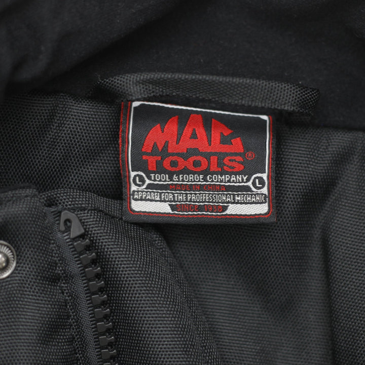 Vintage 90s Mac Tools Collared Work Full Zip Button Black Jacket L | Migration_Jackets - Back View | Fashion Rerun