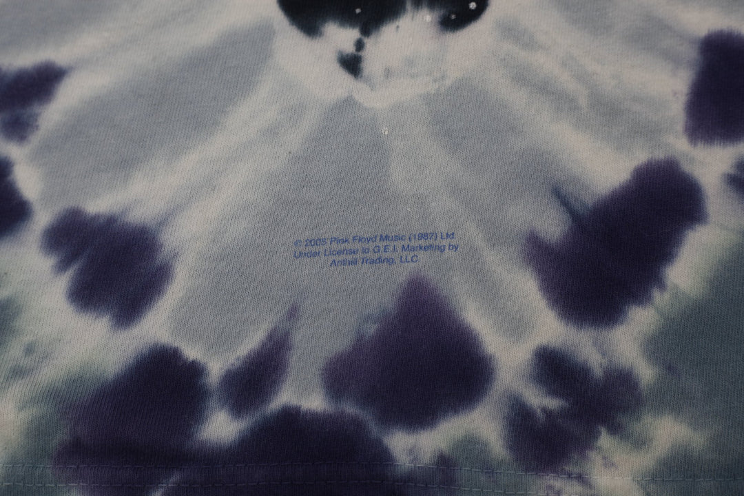 Mens 2005 Liquid Blue Pink Floyd "Dark Side Of The Moon" Tie-Dye Band T-Shirt L