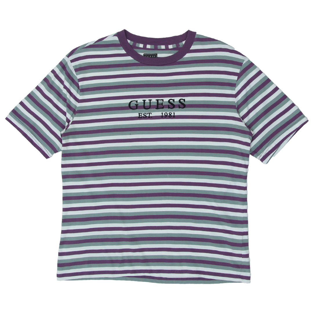 Mens Guess Embroidered Striped T-Shirt - Fashion Rerun Vintage Migration_T-Shirt