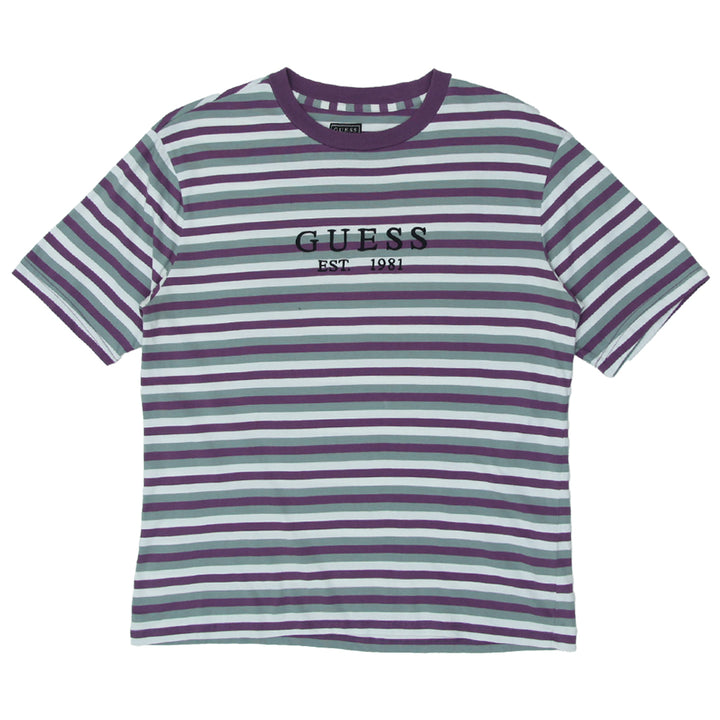 Mens Guess Embroidered Striped T-Shirt - Fashion Rerun Vintage Migration_T-Shirt