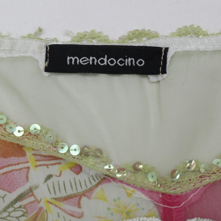 Y2K Ladies Mendocino Floral Patchwork Lace & Sequin Empire Waist Cami Mini Dress