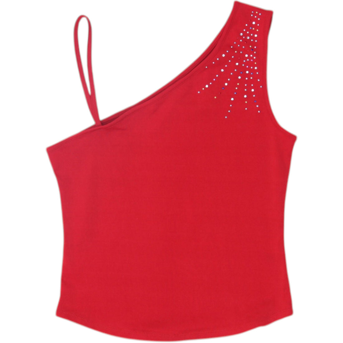 Shop Y2K Ladies Red Asymmetric One-Shoulder Strappy Tank Top Size