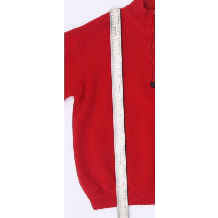 Vintage 1990s Patagonia Red Wool Knit Quarter Zip Ski Sweater