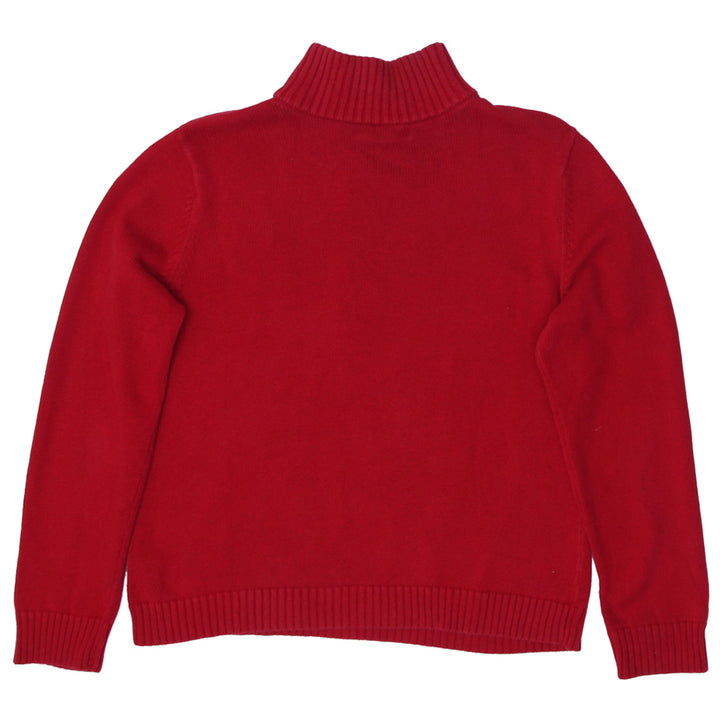 Ralph Lauren XL VINTAGE 1967 Polo Crest Sweater Red 1/4 Zip Mock Neck Women