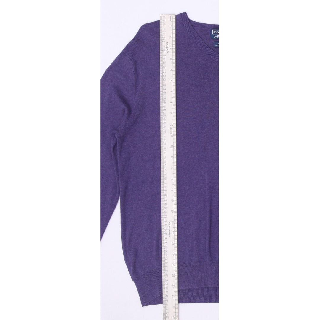 Mens Polo By Ralph Lauren Purple V-Neck Cotton Sweater