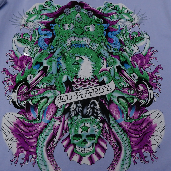 Y2K Mens Ed Hardy By Christian Audigier Beaded Polo T-Shirt