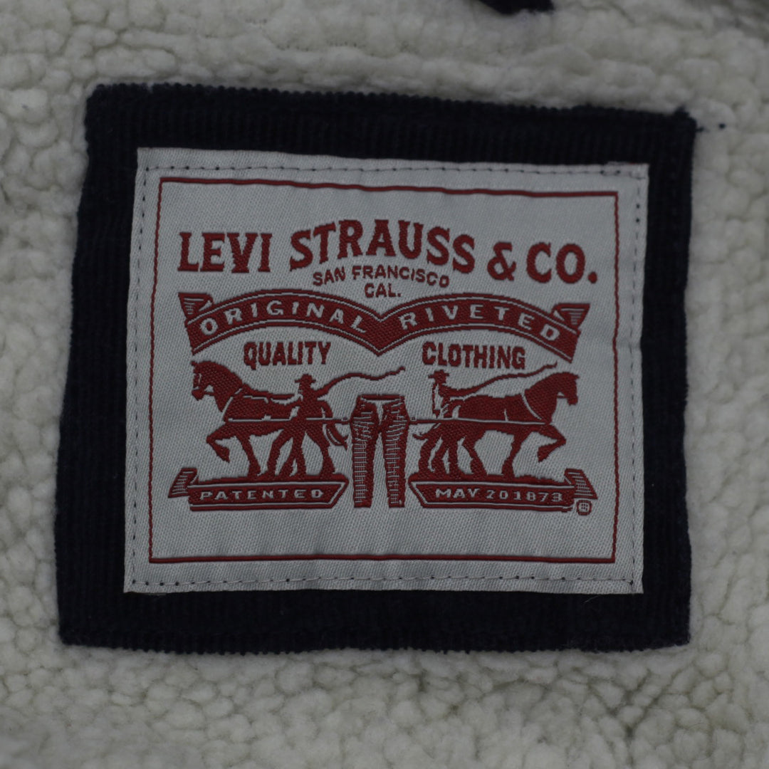 Mens Levi Strauss Sherpa Fleece Lined Navy Corduroy Jacket - Fashion Rerun Vintage Migration_Jacket