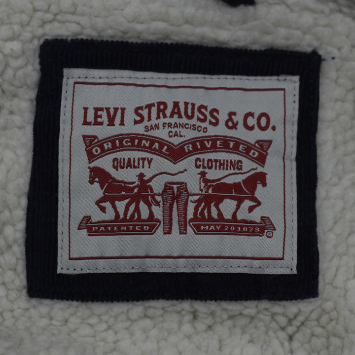 Mens Levi Strauss Sherpa Fleece Lined Navy Corduroy Jacket - Fashion Rerun Vintage Migration_Jacket
