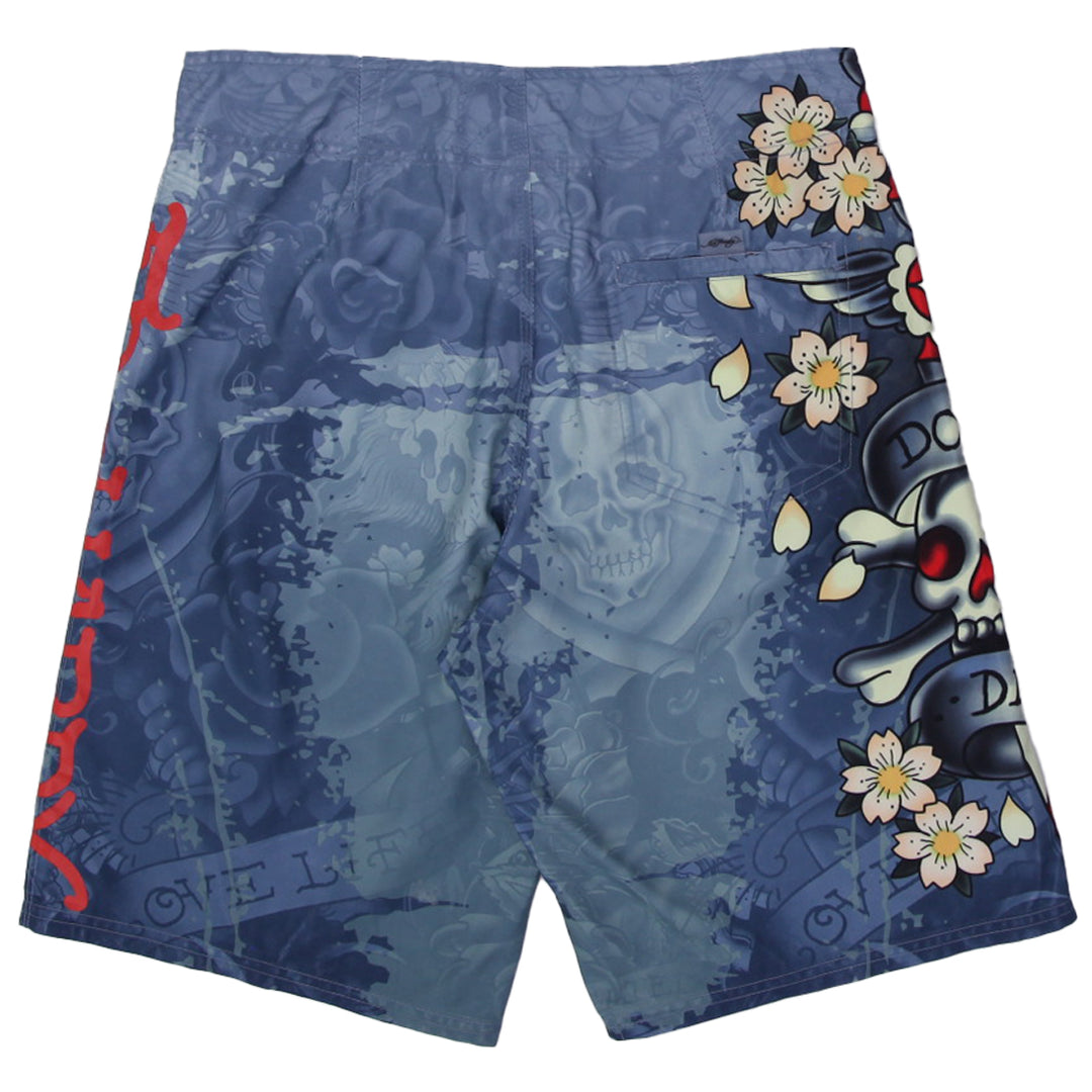 Y2K Mens Ed Hardy All Over Print Board Shorts