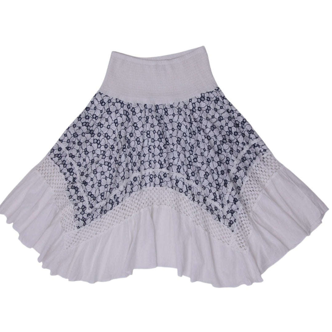 Y2K Ladies Hendi Smocked Tiered Boho Peasant Midi Skirt