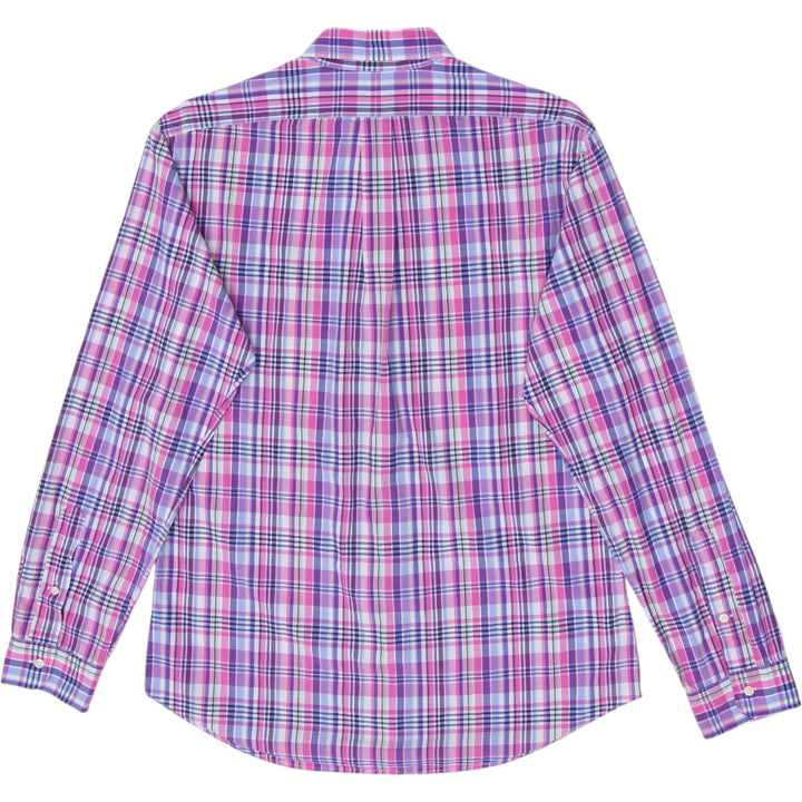 Mens Ralph Lauren Slim Fit Shirt Pink Plaid Cotton Casual
