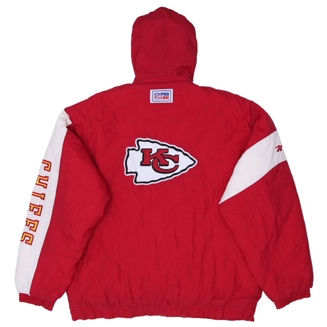 Vintage Reebok NFL Pro Line Kansas City Chiefs Quilted Lined Hooded Jacket Size XL - Fashion Rerun Vintage Migration_Jacket