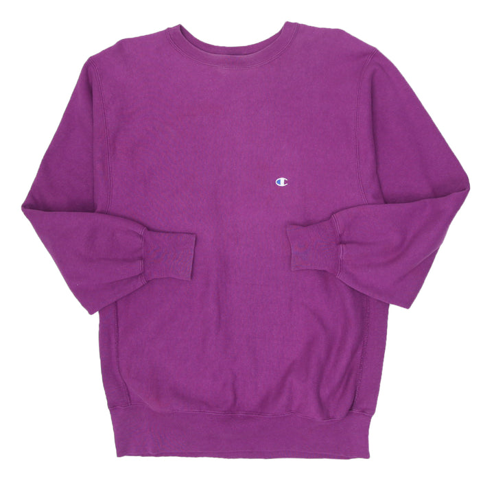Vintage Champion Reverse Weave Embroidered Purple Sweatshirt Made In USA