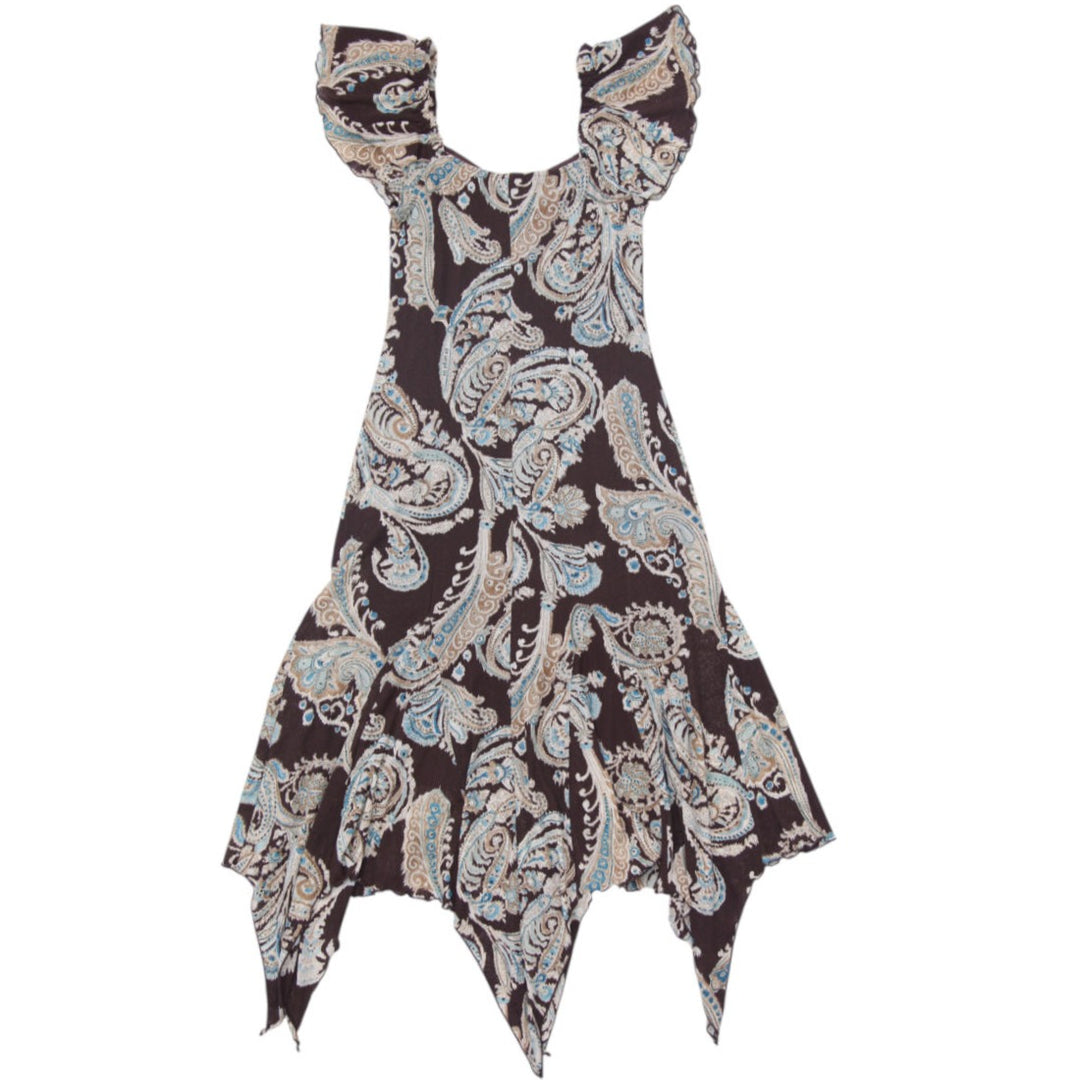 Y2K Ladies Bisou Bisou Michele Bohbot Paisley Handkerchief Hem Dress Size 10