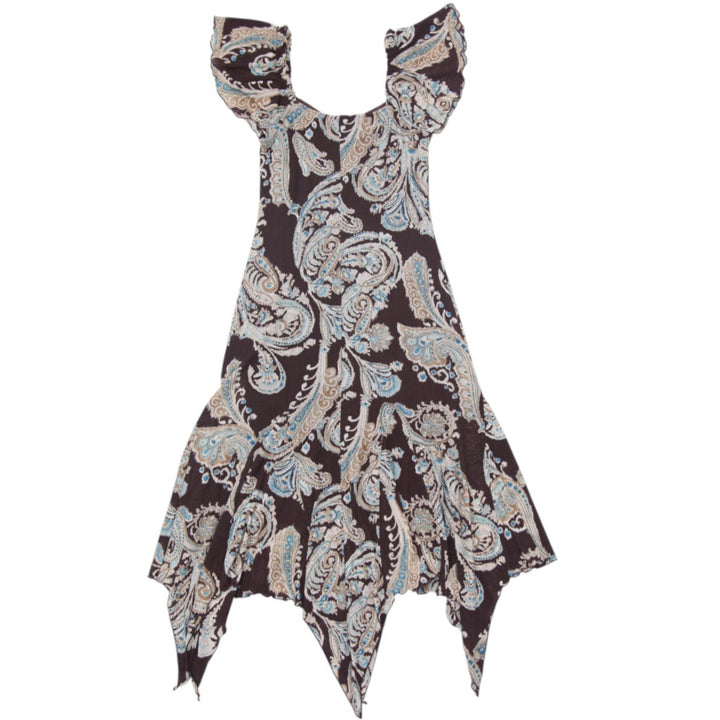 Y2K Ladies Bisou Bisou Michele Bohbot Paisley Handkerchief Hem Dress Size 10