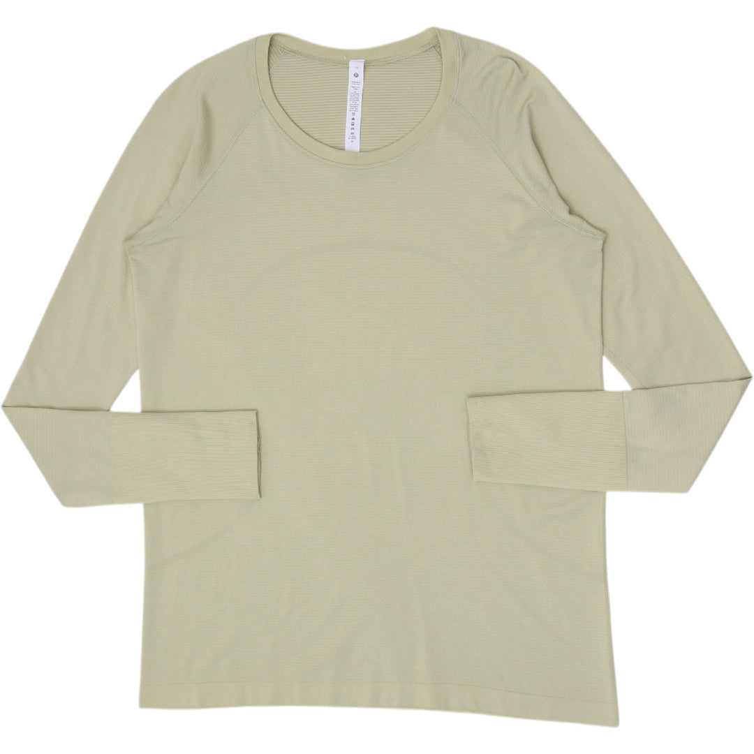 Ladies Lululemon Swiftly Tech Long Sleeve Green Olive Activewear Running 14