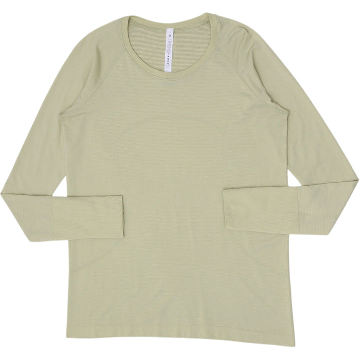 Ladies Lululemon Swiftly Tech Long Sleeve Green Olive Activewear Running 14