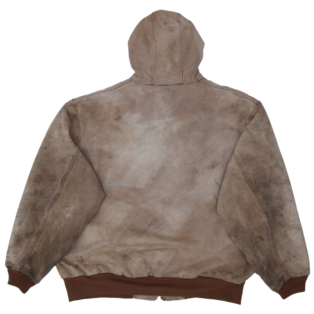 Vintage Carhartt J131-BRN Hooded Work Jacket Made In USA Distressed - Fashion Rerun Vintage Migration_Jacket
