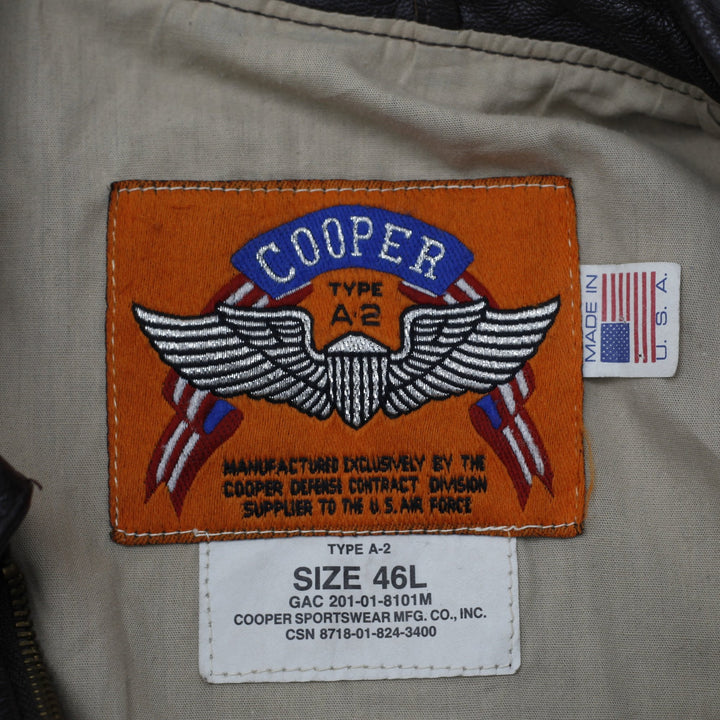 Vintage Cooper A2 Flight Jacket Brown Leather WWII Made In USA 46L | Migration_Jackets - Back View | Fashion Rerun