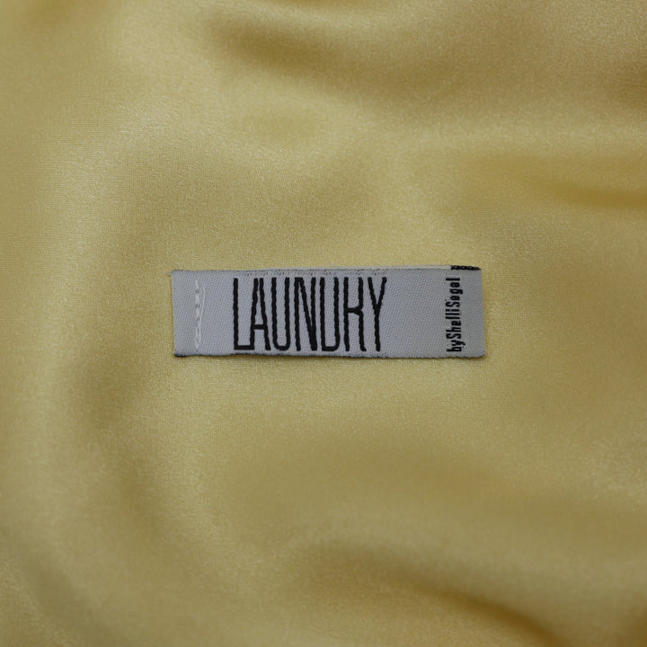 Y2K Ladies Laundry by Shelli Segal 100% Silk Yellow Asymmetrical Slip Dress Sz 8