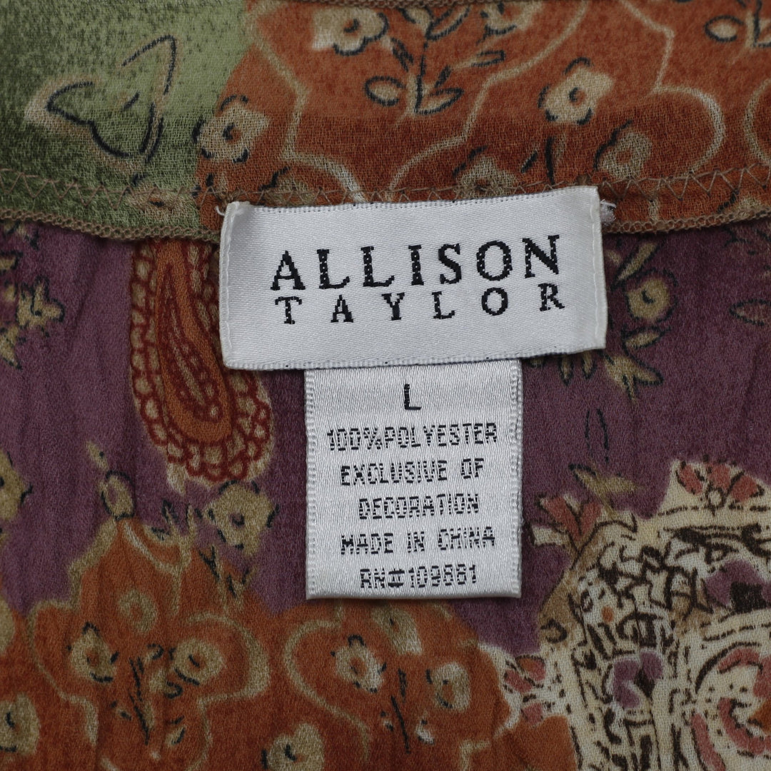 Y2K Ladies Allison Taylor Paisley Patchwork Earth Tone Top Size L