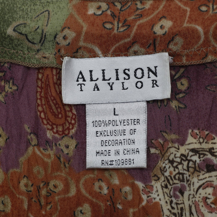 Y2K Ladies Allison Taylor Paisley Patchwork Earth Tone Top Size L