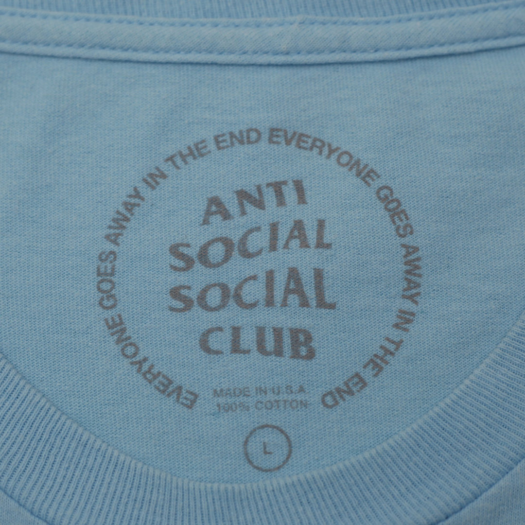 Mens Anti Social Social Club T-Shirt Light Blue Size L Made In USA