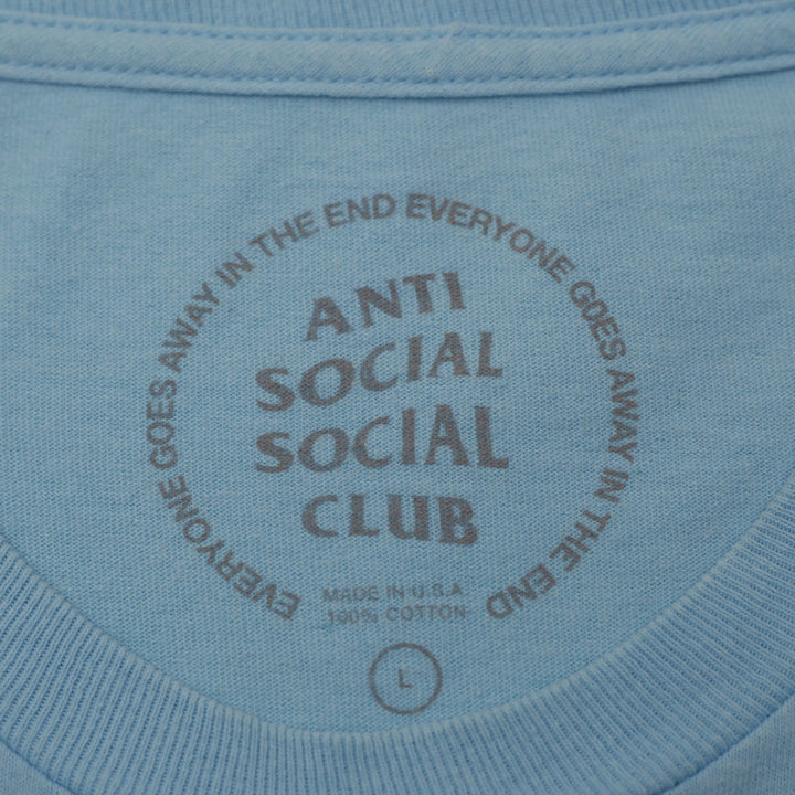 Mens Anti Social Social Club T-Shirt Light Blue Size L Made In USA