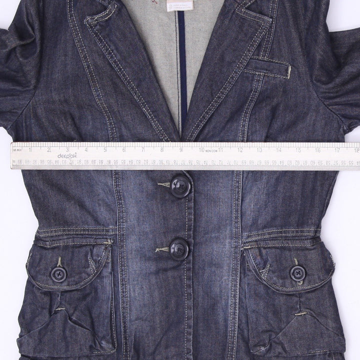 Y2K Ladies Point Zero Denim Button Front Tailored Fitted Jacket Size S