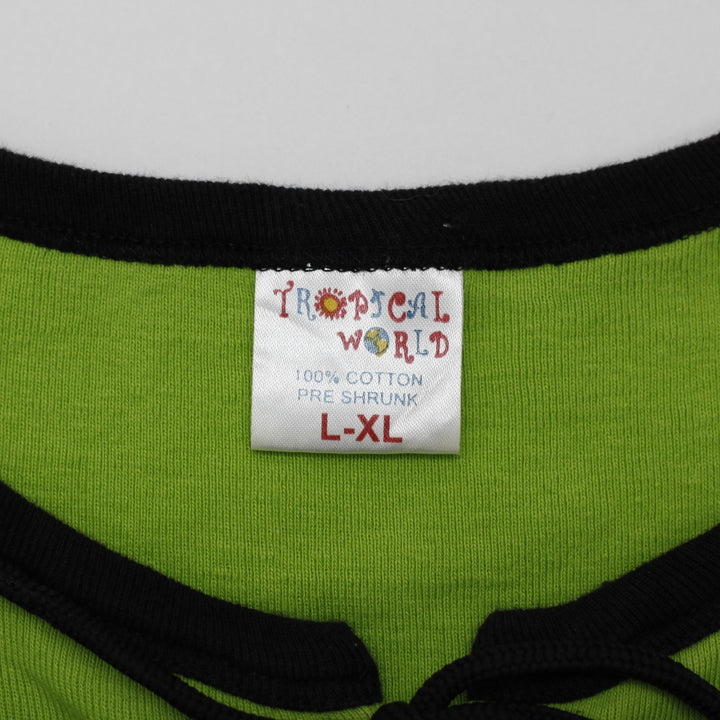 Y2K Ladies Tropical World Fish Embroidered Sleeveless Tee Size L-XL