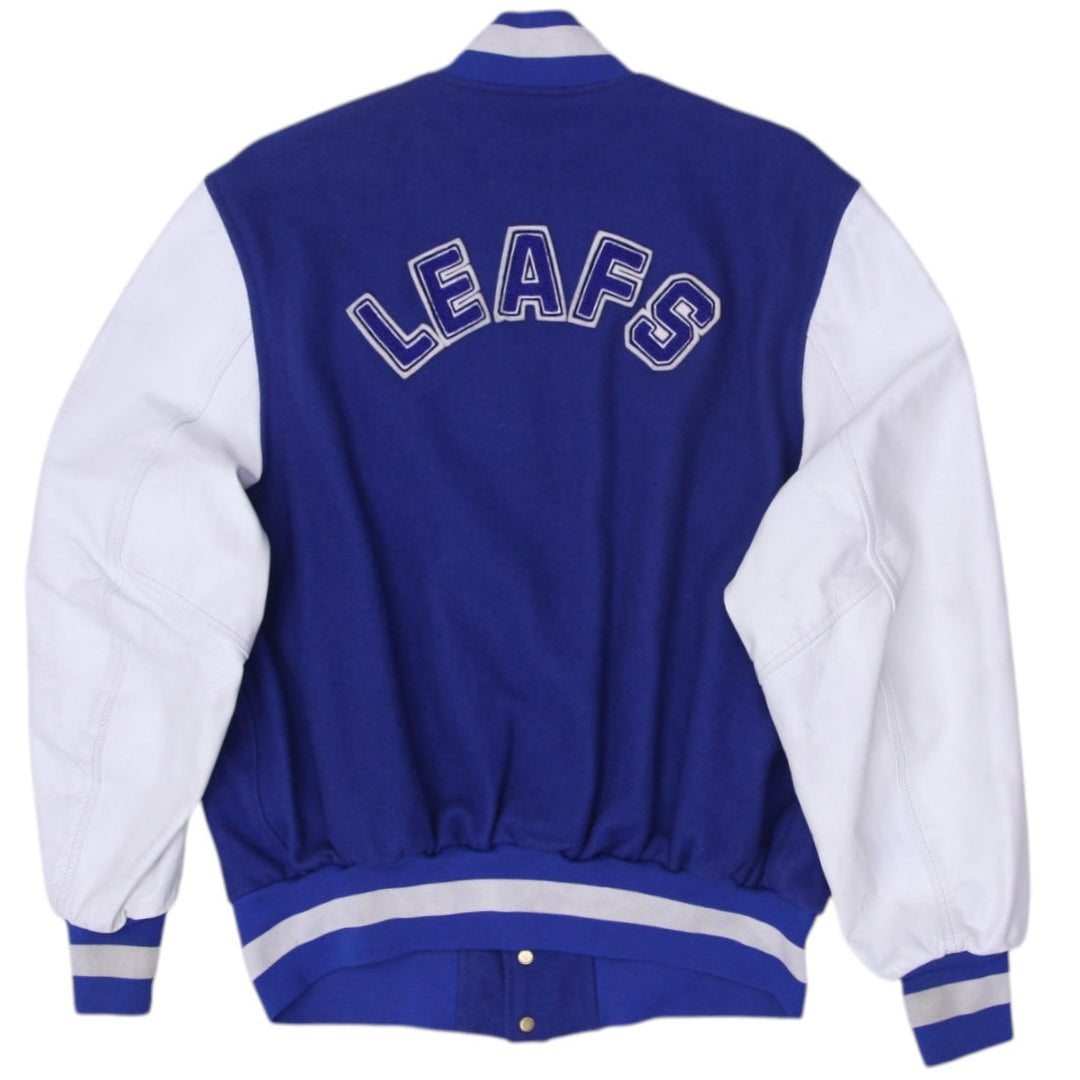 Vintage Toronto Maple Leafs Varsity Jacket Blue White NHL Logo XXL | Migration_Jackets - Side View | Fashion Rerun