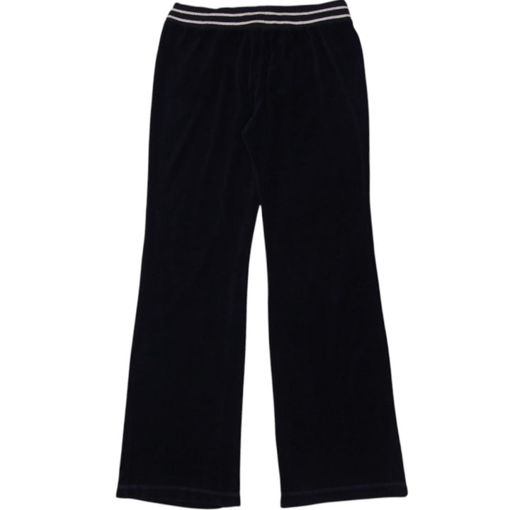 Y2K Ladies Juicy Couture Black Velour Trackpants Embroidered Logo XL