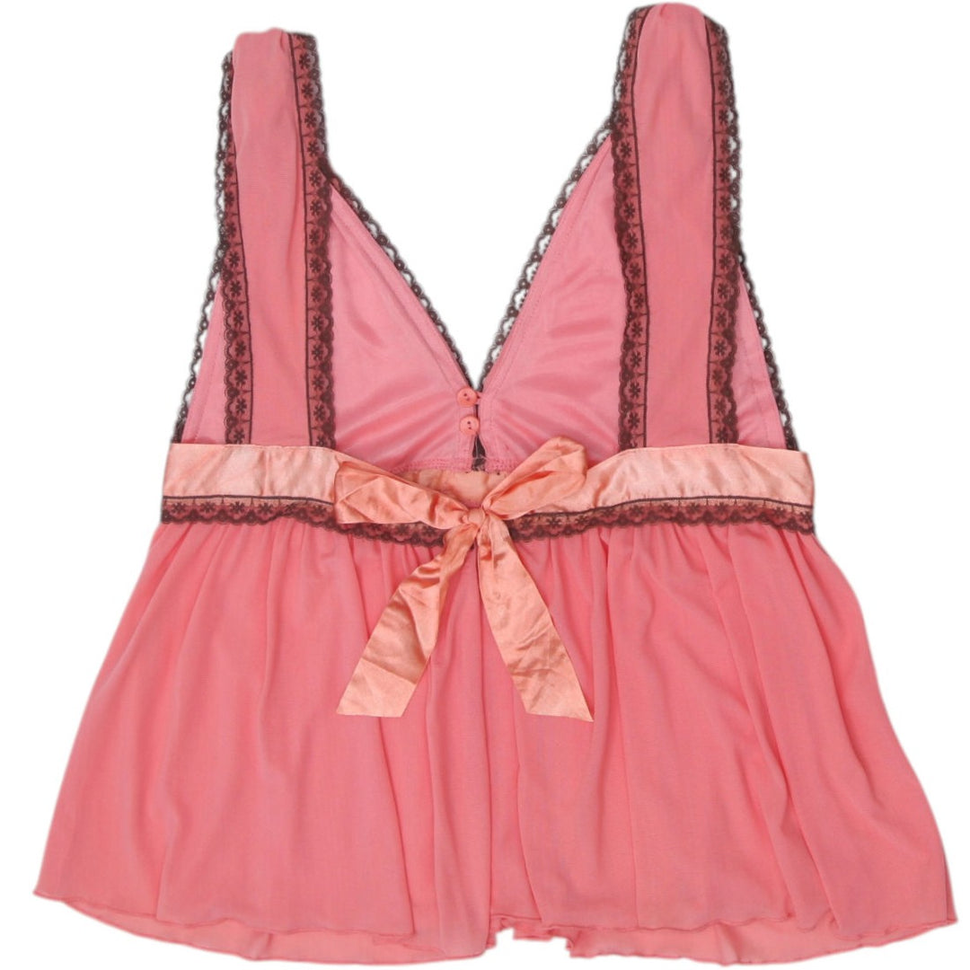 Y2K Ladies YMI Peach Sheer Lace Babydoll Style Size M